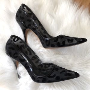 Manolo Blahnik Blixaleo Leopard Mesh Pump Black